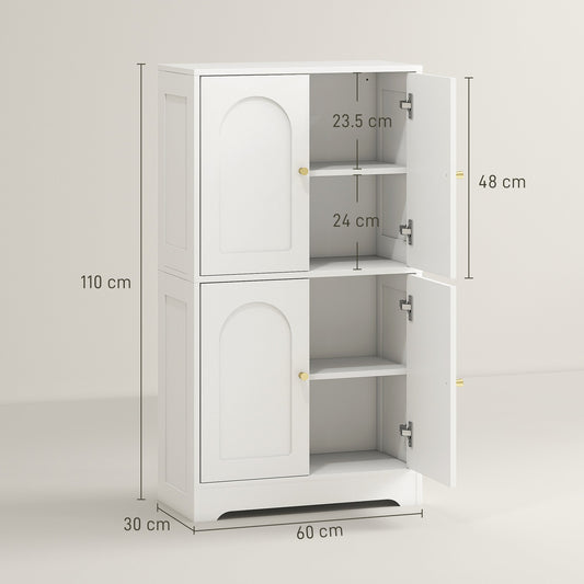 HOMCOM 4-Door Kitchen Storage Cabinet with Adjustable Shelves - White