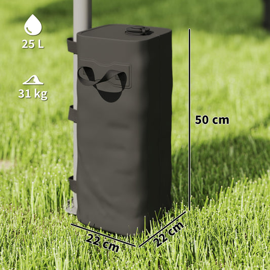 Outsunny Set of 4 Heavy Duty Gazebo Weights Bags, 500D Sand Weights with Carry Handles for Garden Marquee, Parasol, Black