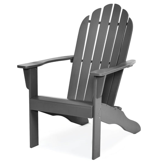 Acacia Wood Adirondack Lounger Chair with Slatted Seating, Ergonomic Design-Grey