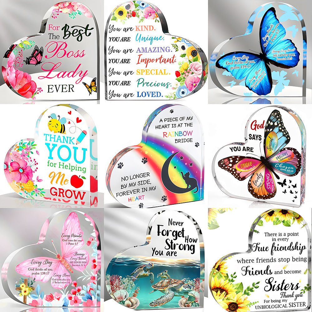 Acrylic Ornament Heart-shaped Crafts Valentine's Day Mother's Day Halloween Gift For Friends And Relatives Commemorative Gift | Luxury Home Accessories | Heulog Glow