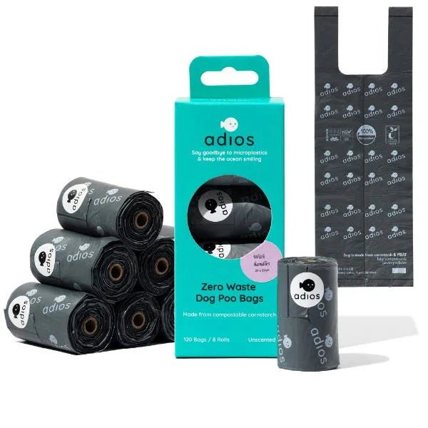 Adios Plastic 8 rolls in Grey (120 bags) - Handle on a Roll | Luxury Home Accessories | Heulog Glow