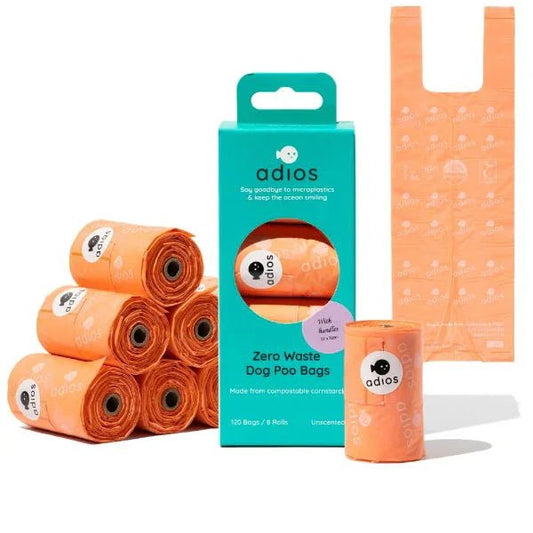 Adios Plastic 8 rolls in Pink (120 bags) - Handle on a Roll | Luxury Home Accessories | Heulog Glow