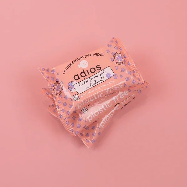 Adios Plastic Compostable Pet Wipes 25 Pack | Luxury Home Accessories | Heulog Glow