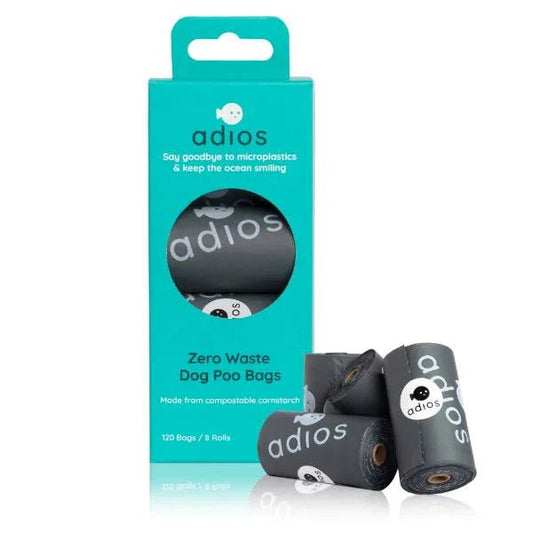 Adios Plastic Compstable Poo Bag Grey 8 x 15''s | Luxury Home Accessories | Heulog Glow