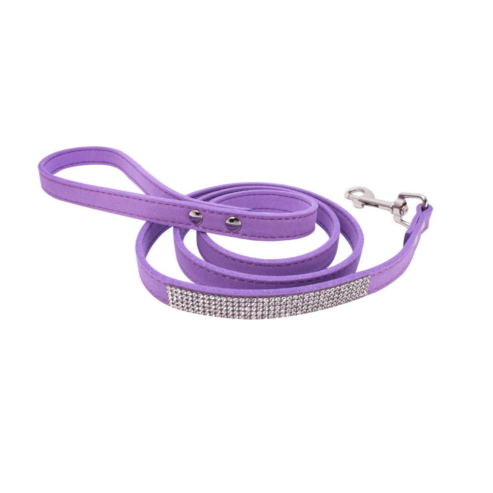 Adjustable Suede Leather Dog Collar Leash Set | Luxury Home Accessories | Heulog Glow