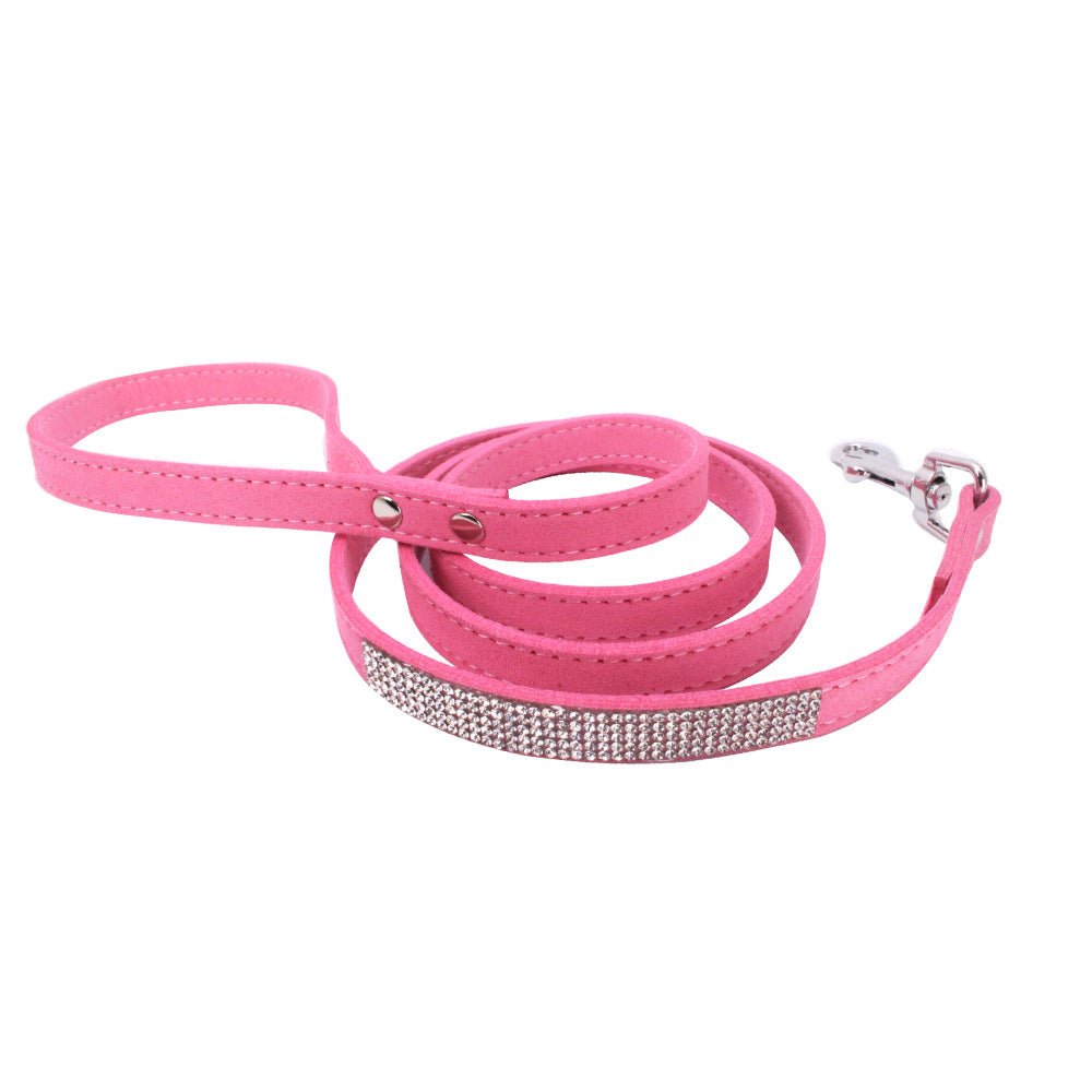 Adjustable Suede Leather Dog Collar Leash Set | Luxury Home Accessories | Heulog Glow