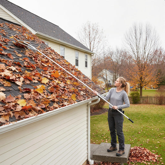 Adjustable Roof Rake with 5 Lightweight Aluminum Extension Poles