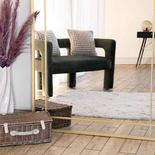 Aimi - Full Length Gold Metal Rectangle Window Mirror - 200cm x 120cm