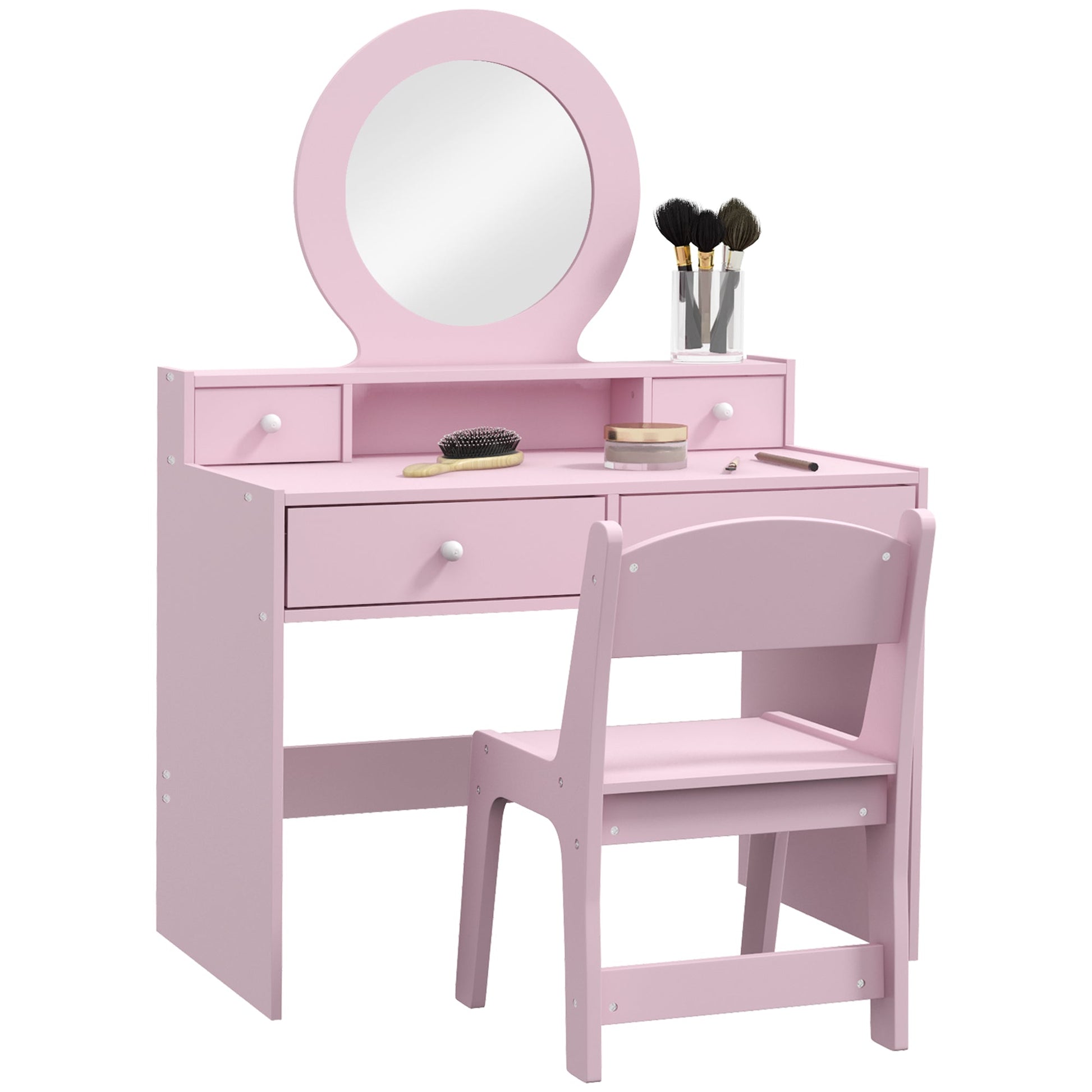AIYAPLAY Kids Dressing Table Set Kids Make up Table with Stool and Mirror, Storage Drawers, Gift for Aged 3-8 | Luxury Home Accessories | Heulog Glow