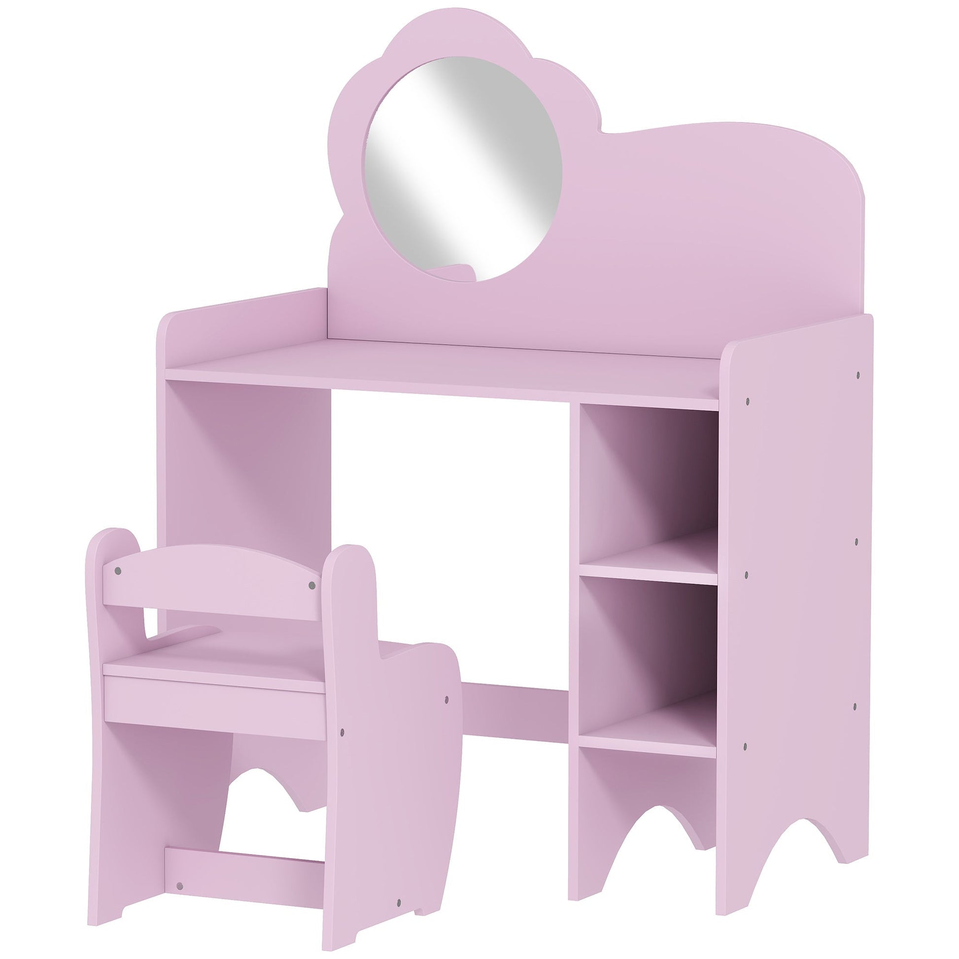 AIYAPLAY Kids Dressing Table with Mirror, Stool, Kids Vanity Table with Shelves, for Ages 3-8 Years, Purple | Luxury Home Accessories | Heulog Glow