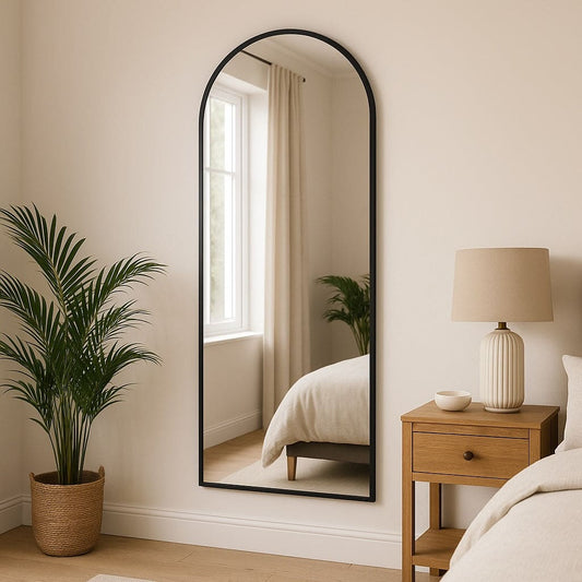 Akiko - Full Length Black Metal Arched Mirror - 160cm x 60cm