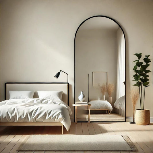 Akiko - Full Length Black Metal Arched Mirror - 180cm x 90cm