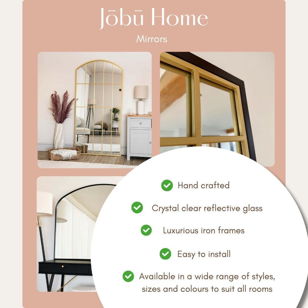 Akiko - Full Length Gold Metal Arched Mirror - 180cm x 90cm | Luxury Home Accessories | Heulog Glow