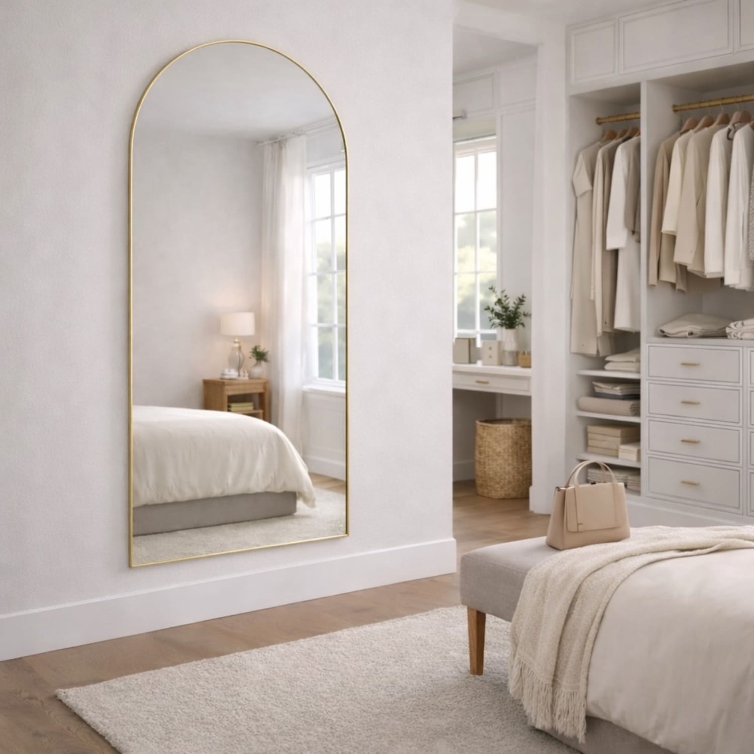 Akiko - Full Length Gold Metal Arched Mirror - 180cm x 90cm | Luxury Home Accessories | Heulog Glow