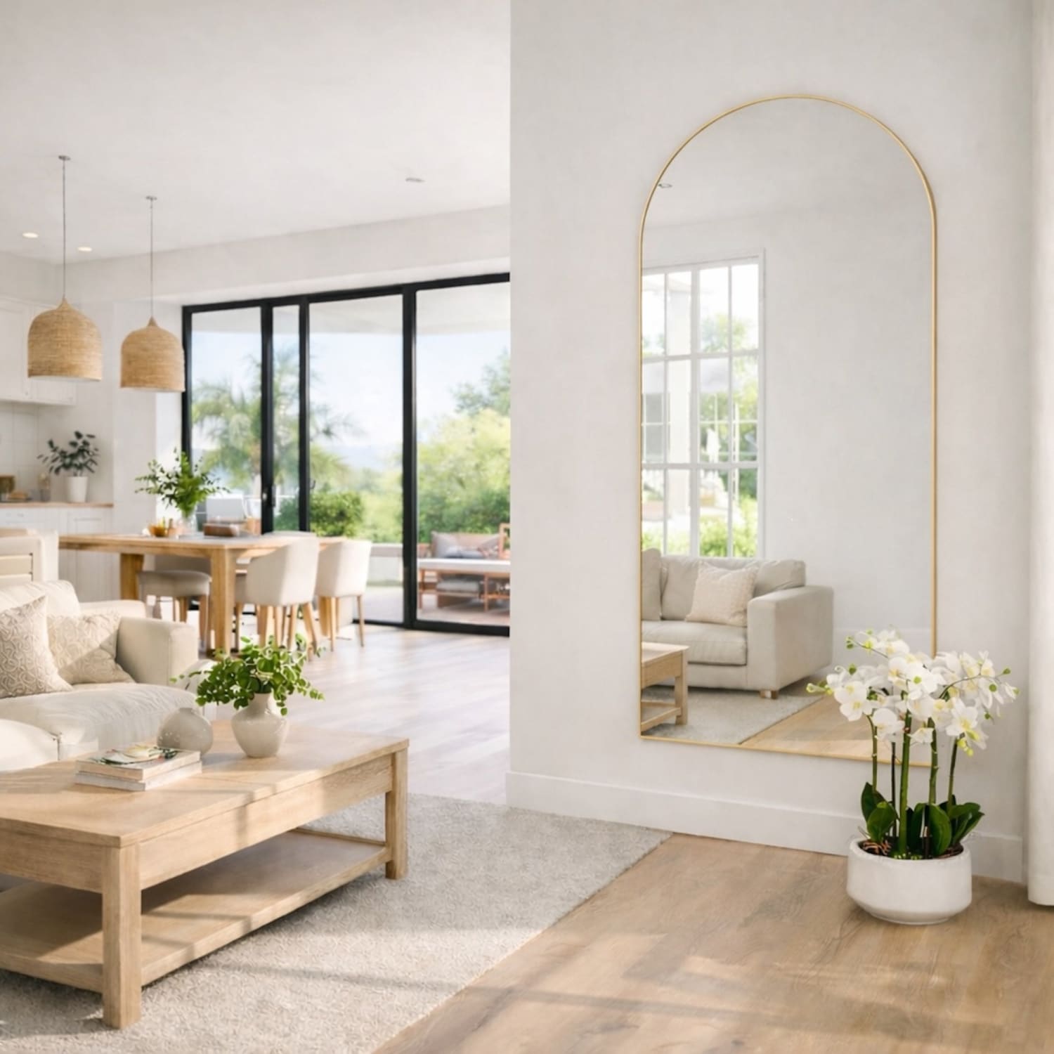 Akiko - Full Length Gold Metal Arched Mirror - 180cm x 90cm | Luxury Home Accessories | Heulog Glow