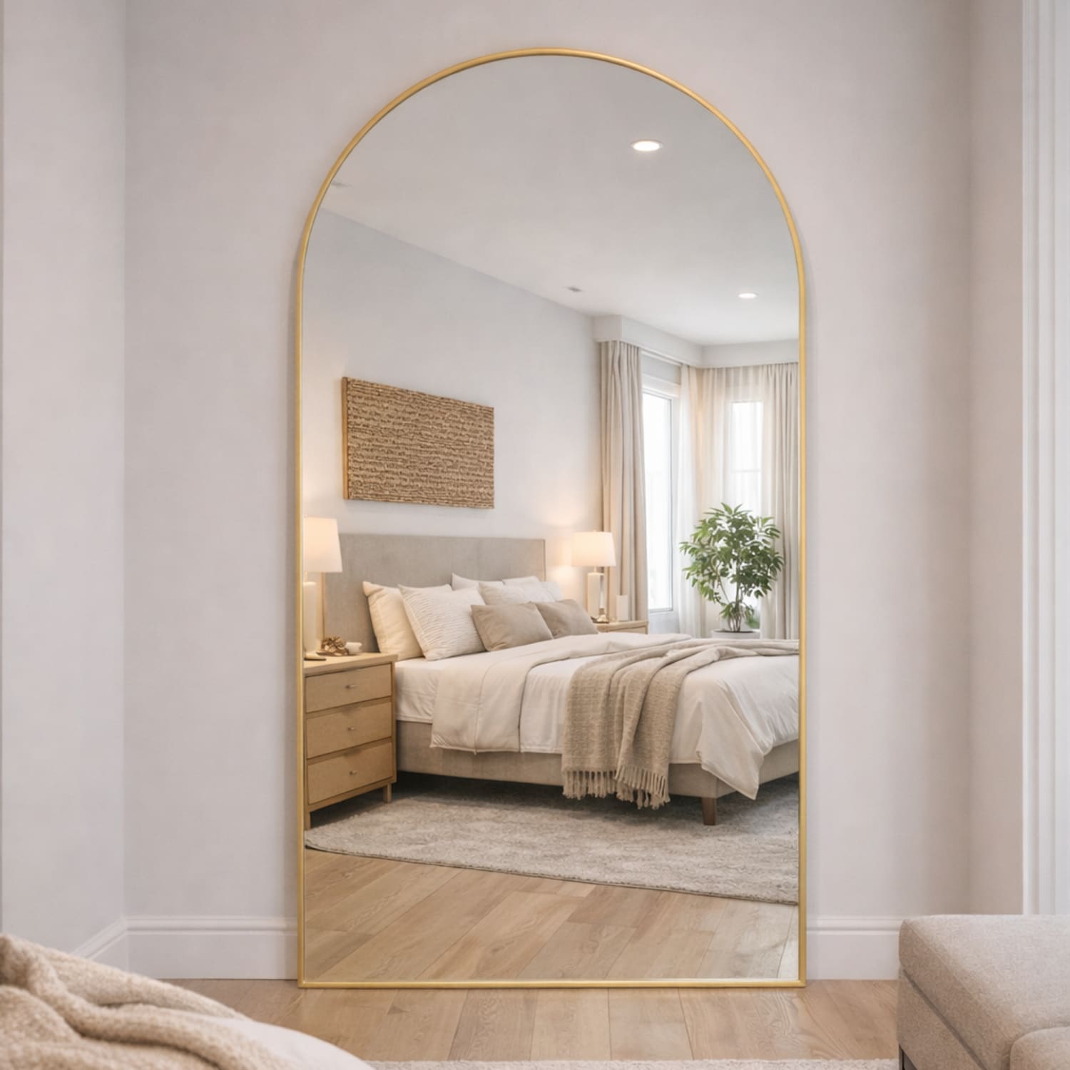Akiko - Full Length Gold Metal Arched Mirror - 180cm x 90cm | Luxury Home Accessories | Heulog Glow