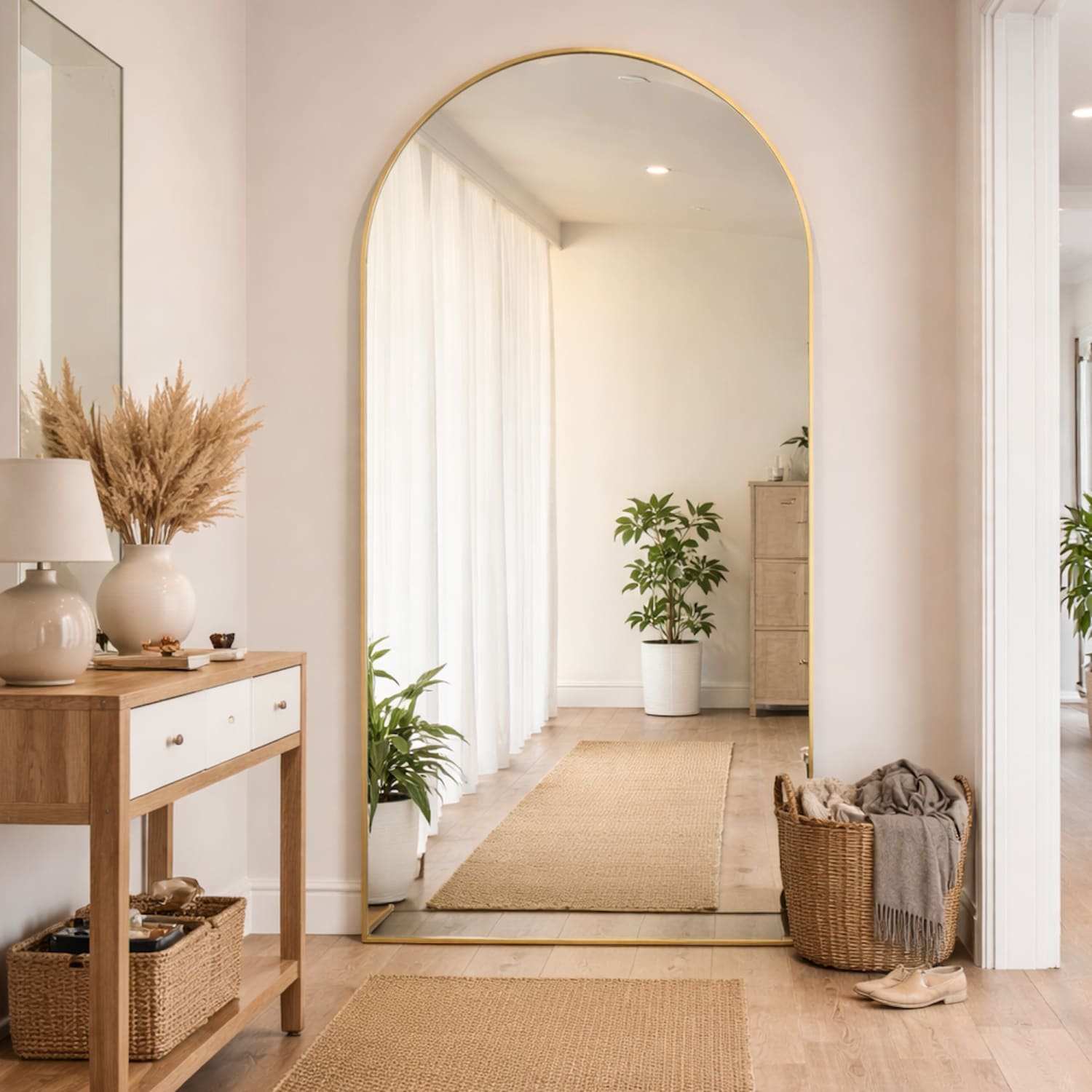 Akiko - Full Length Gold Metal Arched Mirror - 180cm x 90cm | Luxury Home Accessories | Heulog Glow
