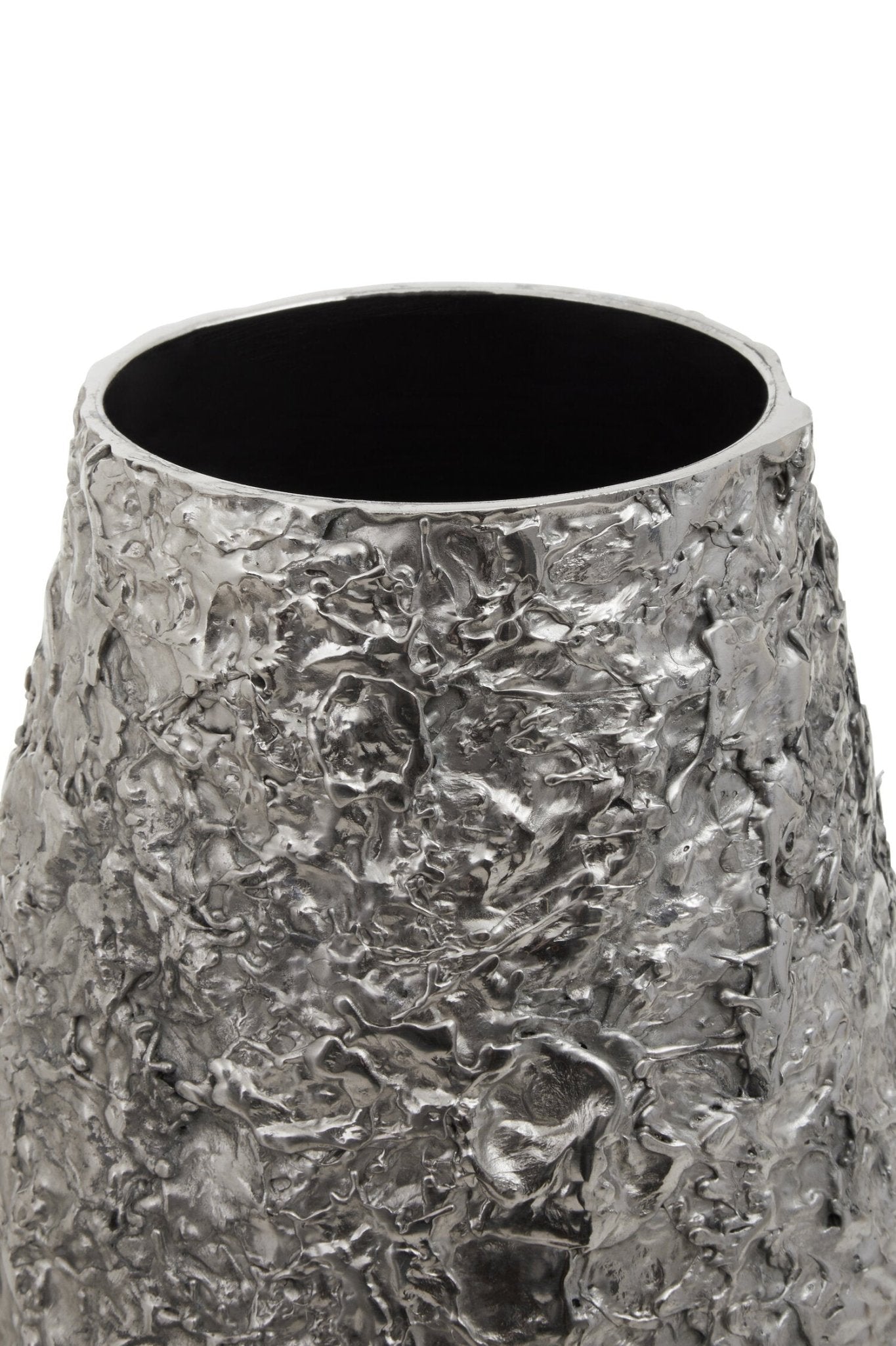 Akola Large Silver Textured Metal Vase | Luxury Home Accessories | Heulog Glow