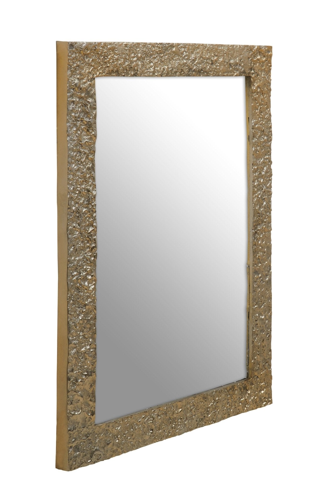 Akola Textured Gold Finish Rectangular Wall Mirror | Luxury Home Accessories | Heulog Glow