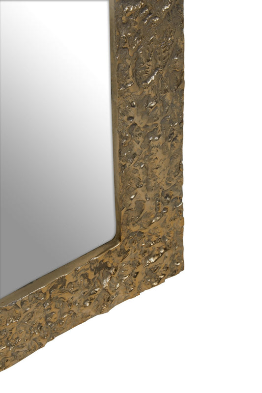 Akola Textured Gold Finish Rectangular Wall Mirror | Luxury Home Accessories | Heulog Glow