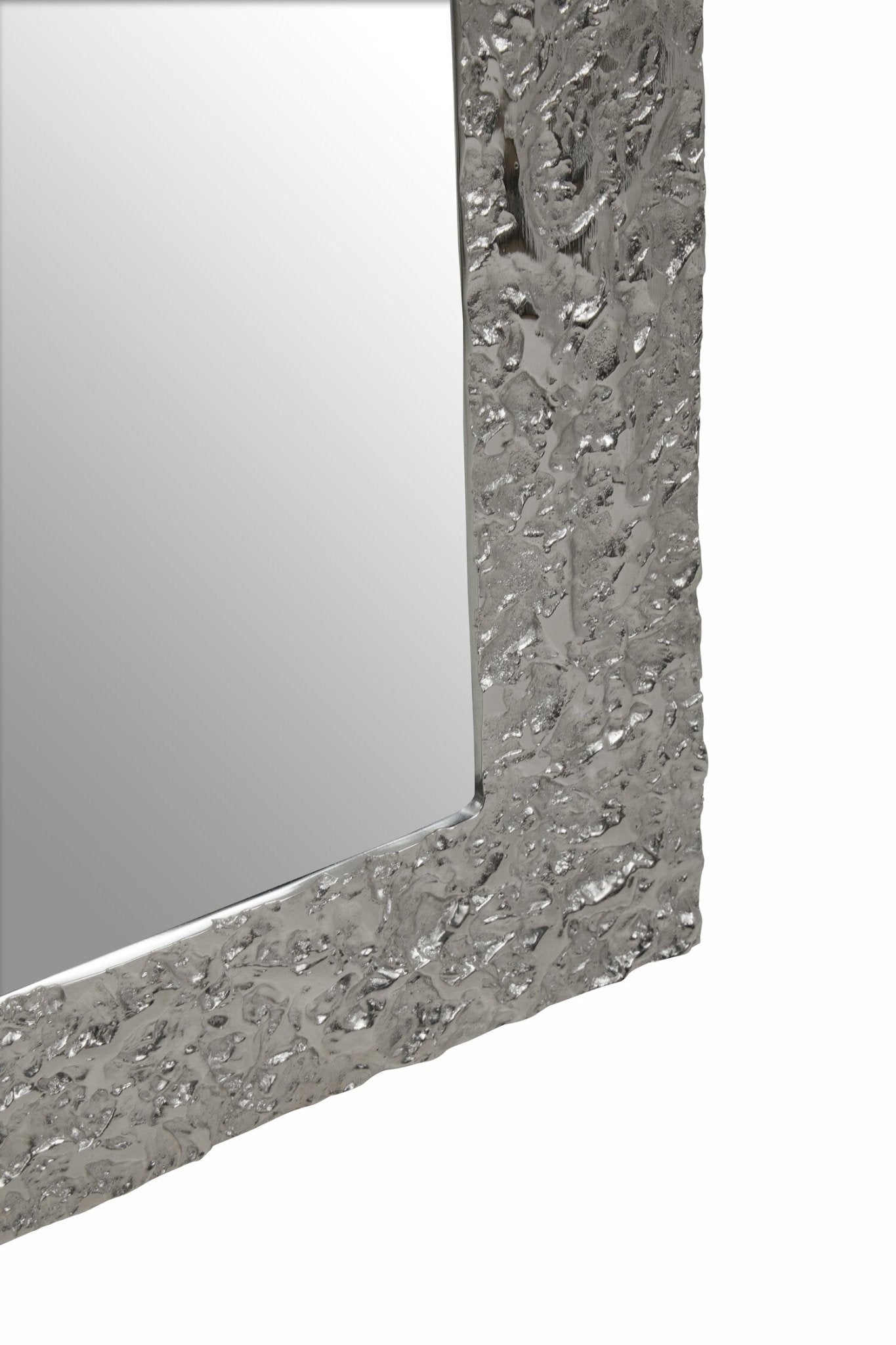 Akola Textured Silver Frame Rectangular Wall Mirror | Luxury Home Accessories | Heulog Glow