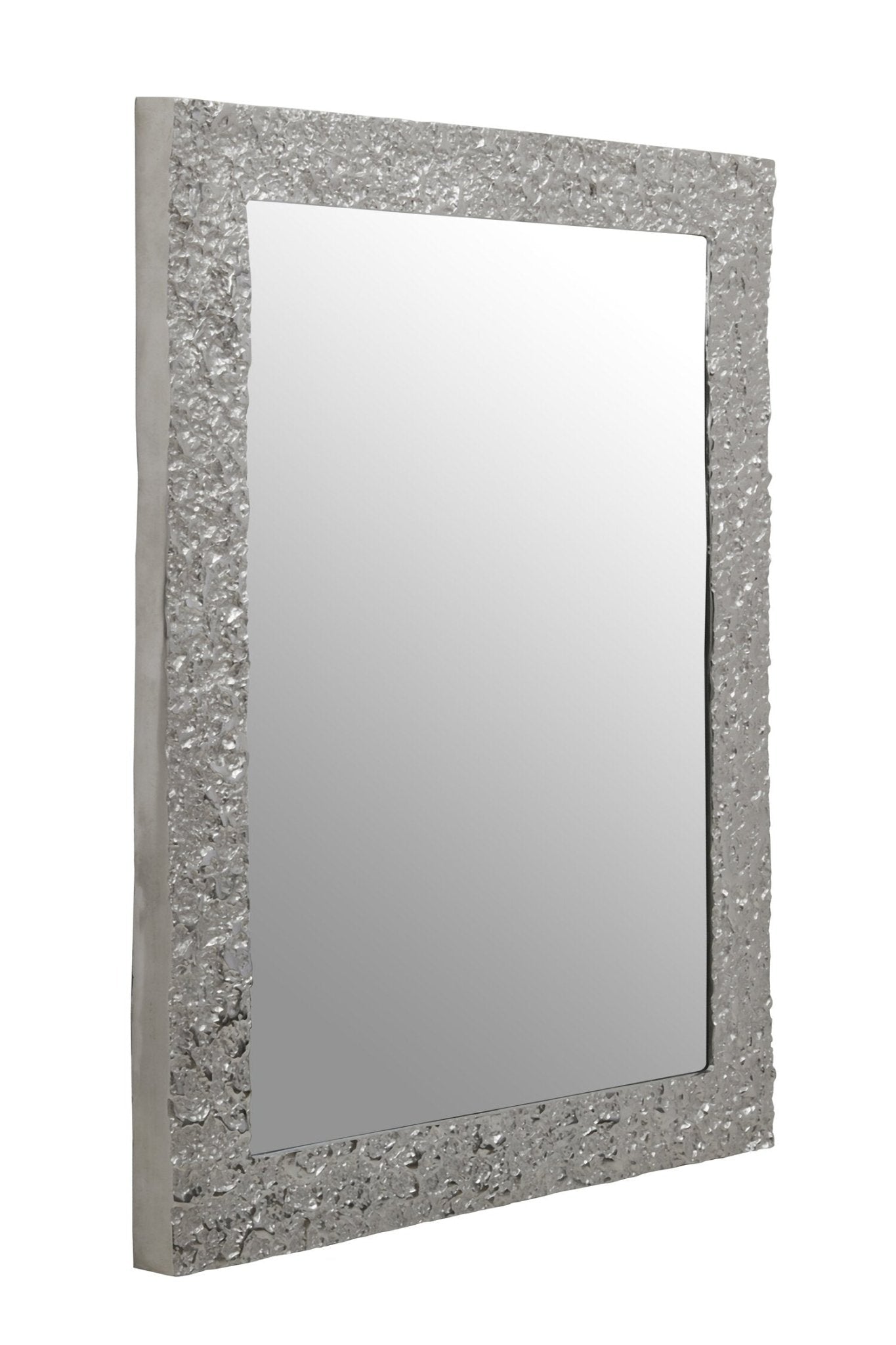 Akola Textured Silver Frame Rectangular Wall Mirror | Luxury Home Accessories | Heulog Glow
