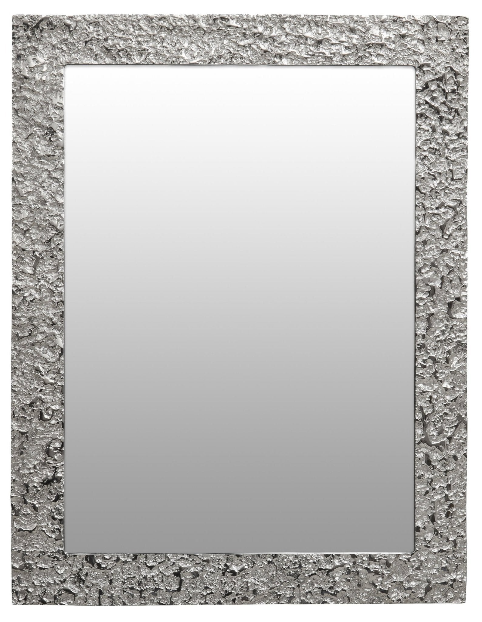 Akola Textured Silver Frame Rectangular Wall Mirror | Luxury Home Accessories | Heulog Glow