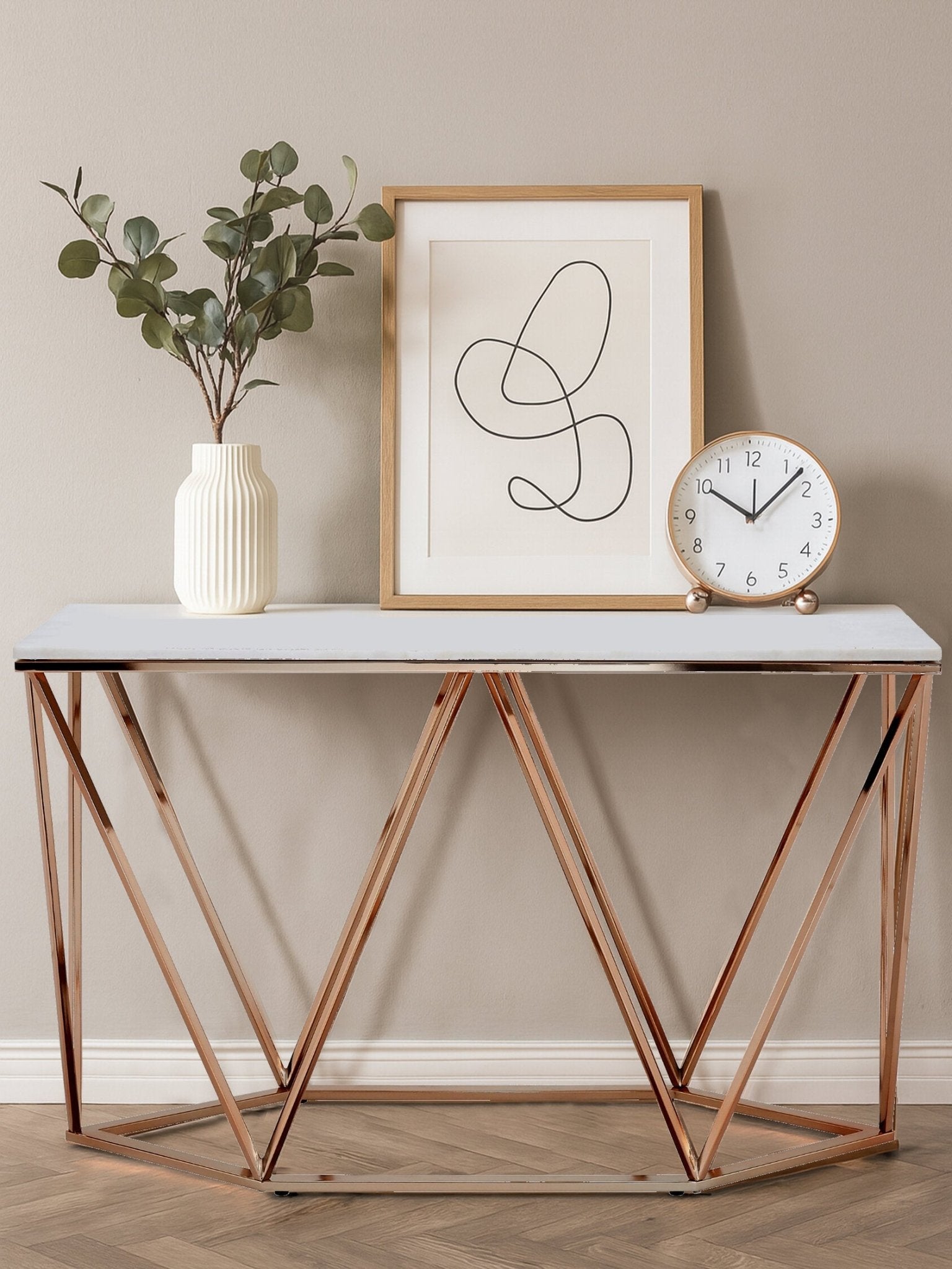 Allure Rectangular Champagne Console Table | Luxury Home Accessories | Heulog Glow