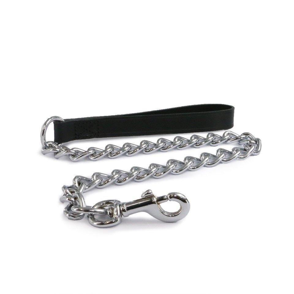 Ancol Classic Collection Leather Extra Heavy Chain Lead Black 80cm | Luxury Home Accessories | Heulog Glow
