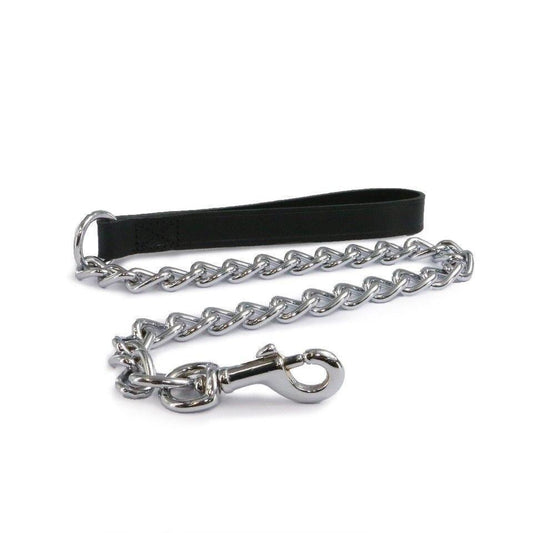Ancol Classic Collection Leather Extra Heavy Chain Lead Black 80cm | Luxury Home Accessories | Heulog Glow