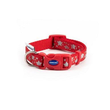 Ancol Fashion Reflective Stars Red Adj Collar 20-30cm | Luxury Home Accessories | Heulog Glow