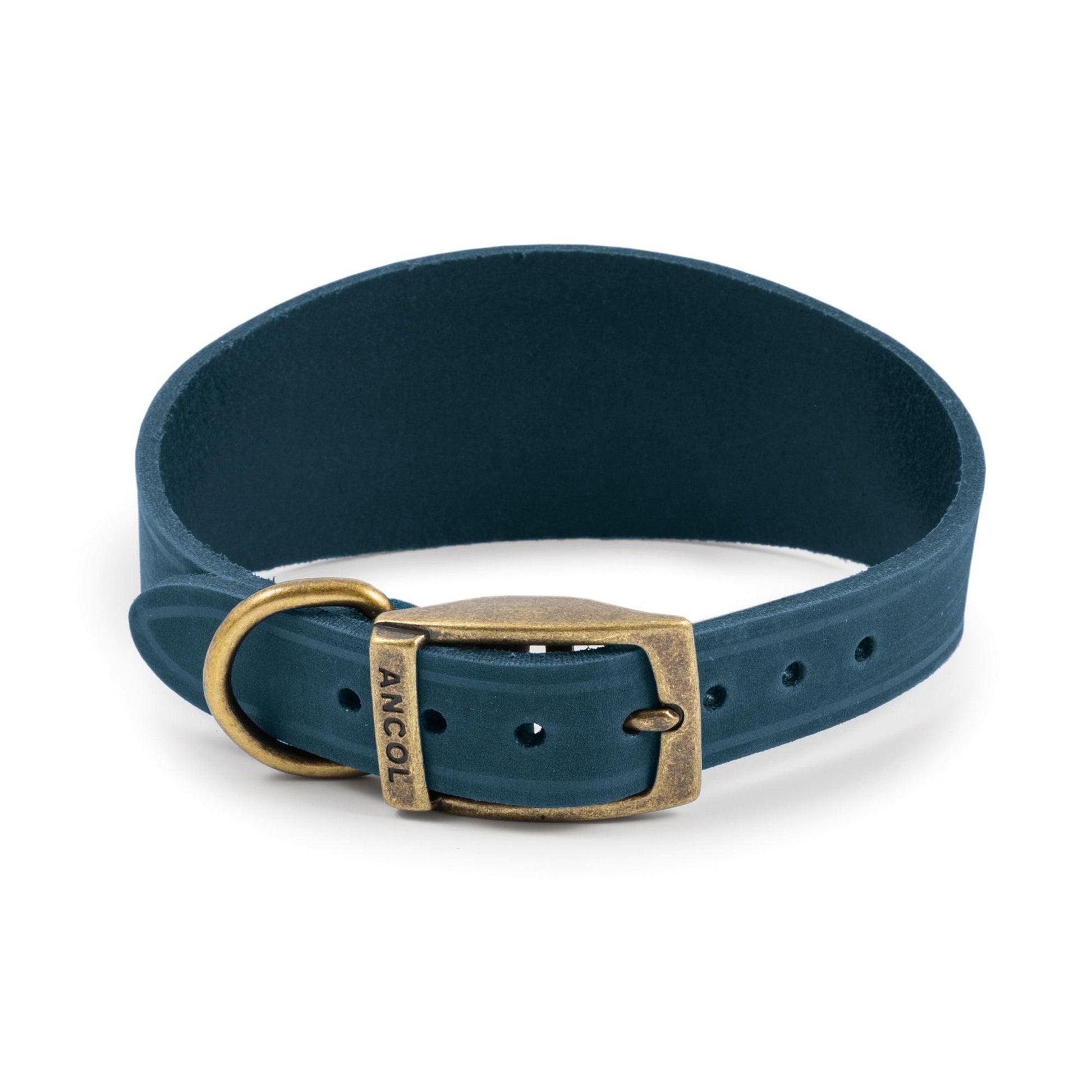 Ancol Heritage Collection Timberwolf Leather Greyhound Collar Blue 34-43cm | Luxury Home Accessories | Heulog Glow