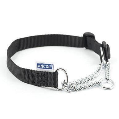 Ancol Nylon Check Chain Collar Black 55-75cm Size 7-10 | Luxury Home Accessories | Heulog Glow