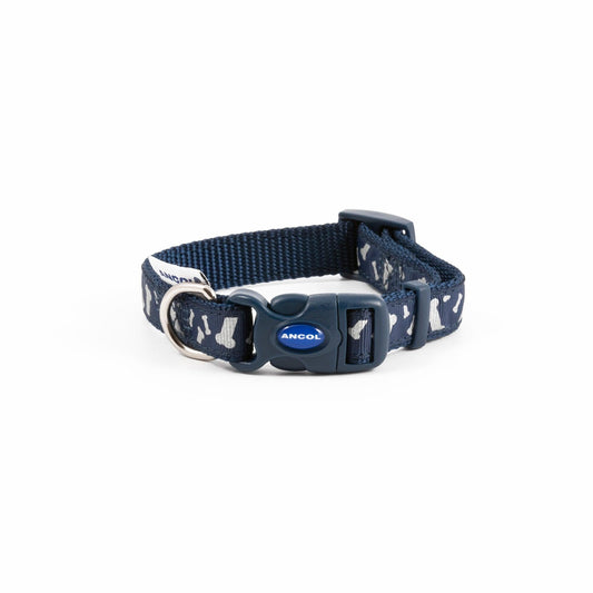 Ancol Paw'n'Bone Adj Refl Coll Blue 1-2 | Luxury Home Accessories | Heulog Glow