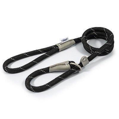 Ancol Viva Rope Reflective Slip Lead Black 12mm x 1.2m | Luxury Home Accessories | Heulog Glow