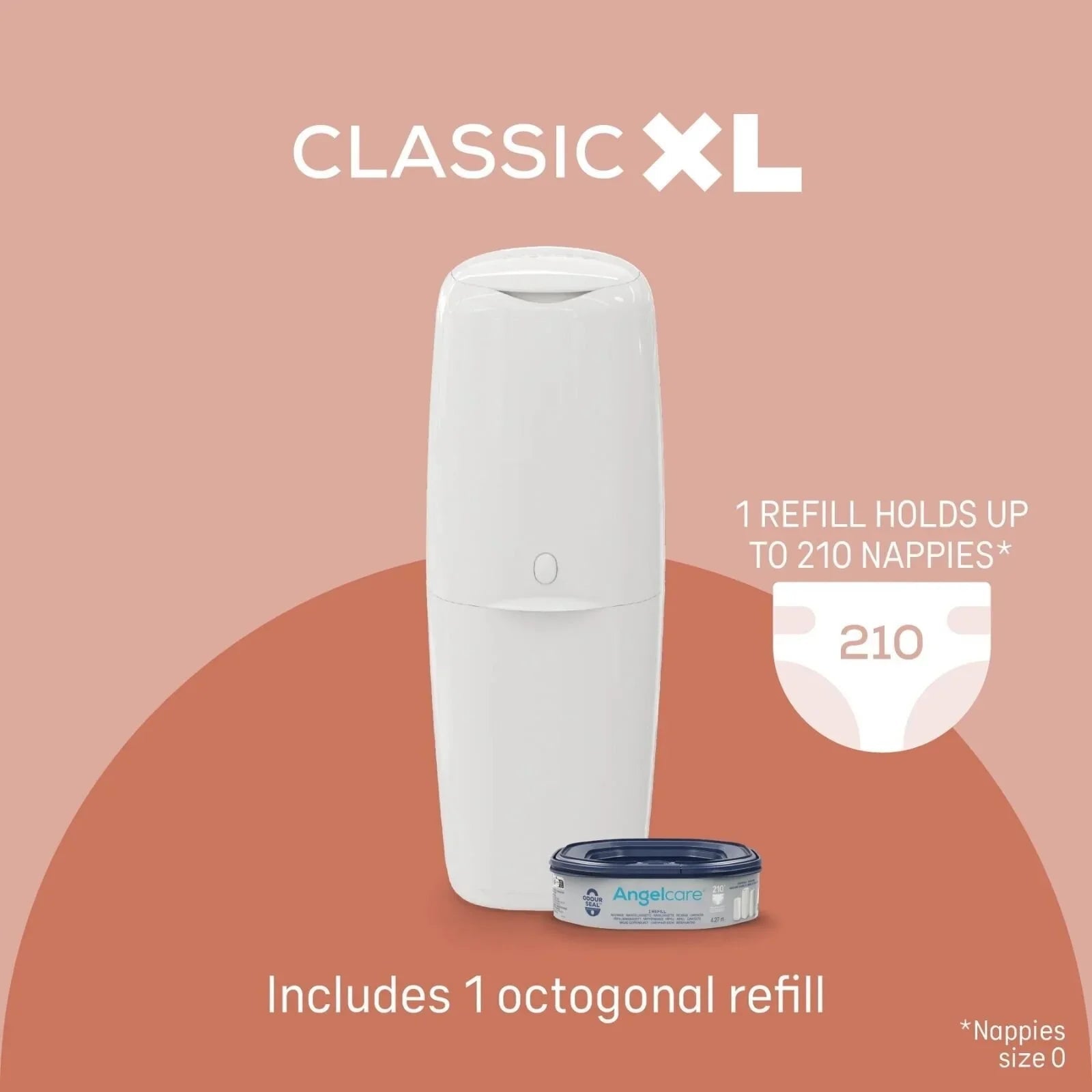 Angelcare Classic XL Nappy Bin with 1 Refill | Luxury Home Accessories | Heulog Glow