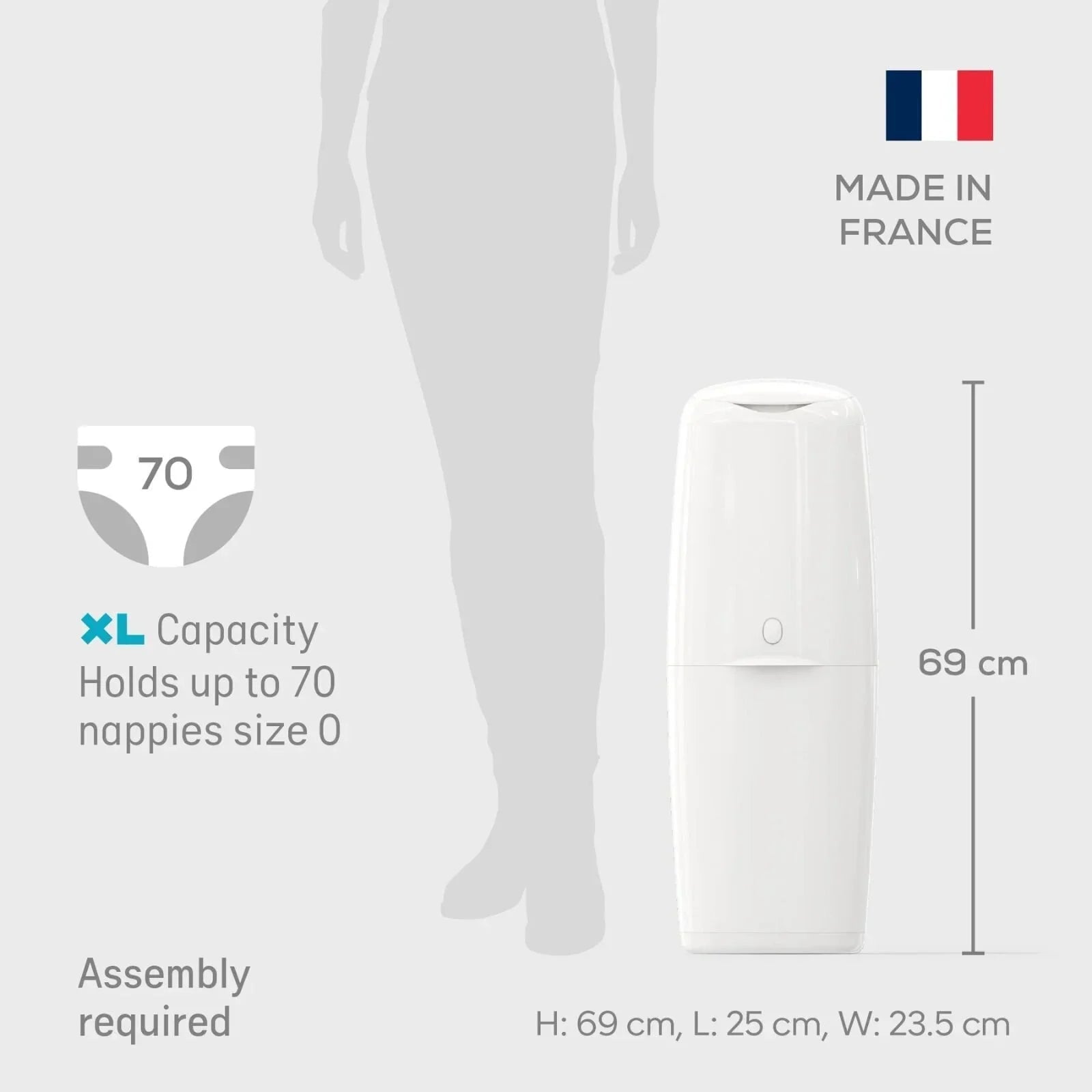 Angelcare Classic XL Nappy Bin with 1 Refill | Luxury Home Accessories | Heulog Glow