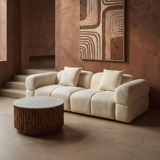 Anglet Cream Textured Fabric Large 3 Seater Sofa | Luxury Home Accessories | Heulog Glow