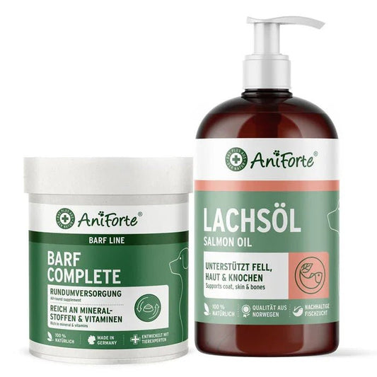 AniForte® Raw Feeding Bestsellers Bundle - Canine Complete (Formerly BARF Complete) with Salmon Oil 500ml | Luxury Home Accessories | Heulog Glow