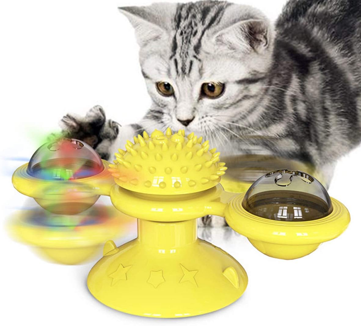 Animal Doll Stuffed Cat Pet Catnip Grass Toy Interactive Windmill Cat Toys With Catnip Cat Toys For Indoor Cats Funny Kitten Toys With LED Light Ball Suction Cup Cat Nip Toy For Cat Chew Exerc | Luxury Home Accessories | Heulog Glow