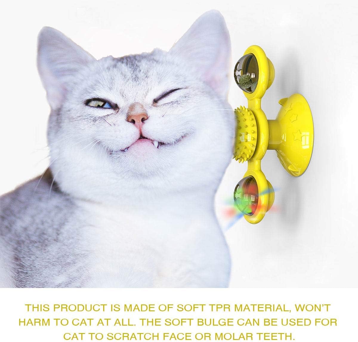 Animal Doll Stuffed Cat Pet Catnip Grass Toy Interactive Windmill Cat Toys With Catnip Cat Toys For Indoor Cats Funny Kitten Toys With LED Light Ball Suction Cup Cat Nip Toy For Cat Chew Exerc | Luxury Home Accessories | Heulog Glow
