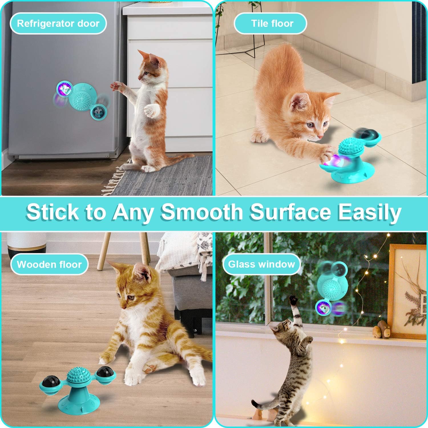 Animal Doll Stuffed Cat Pet Catnip Grass Toy Interactive Windmill Cat Toys With Catnip Cat Toys For Indoor Cats Funny Kitten Toys With LED Light Ball Suction Cup Cat Nip Toy For Cat Chew Exerc | Luxury Home Accessories | Heulog Glow