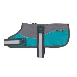 Animate Reflective Harness Coat Grey&Teal, 18" | Luxury Home Accessories | Heulog Glow