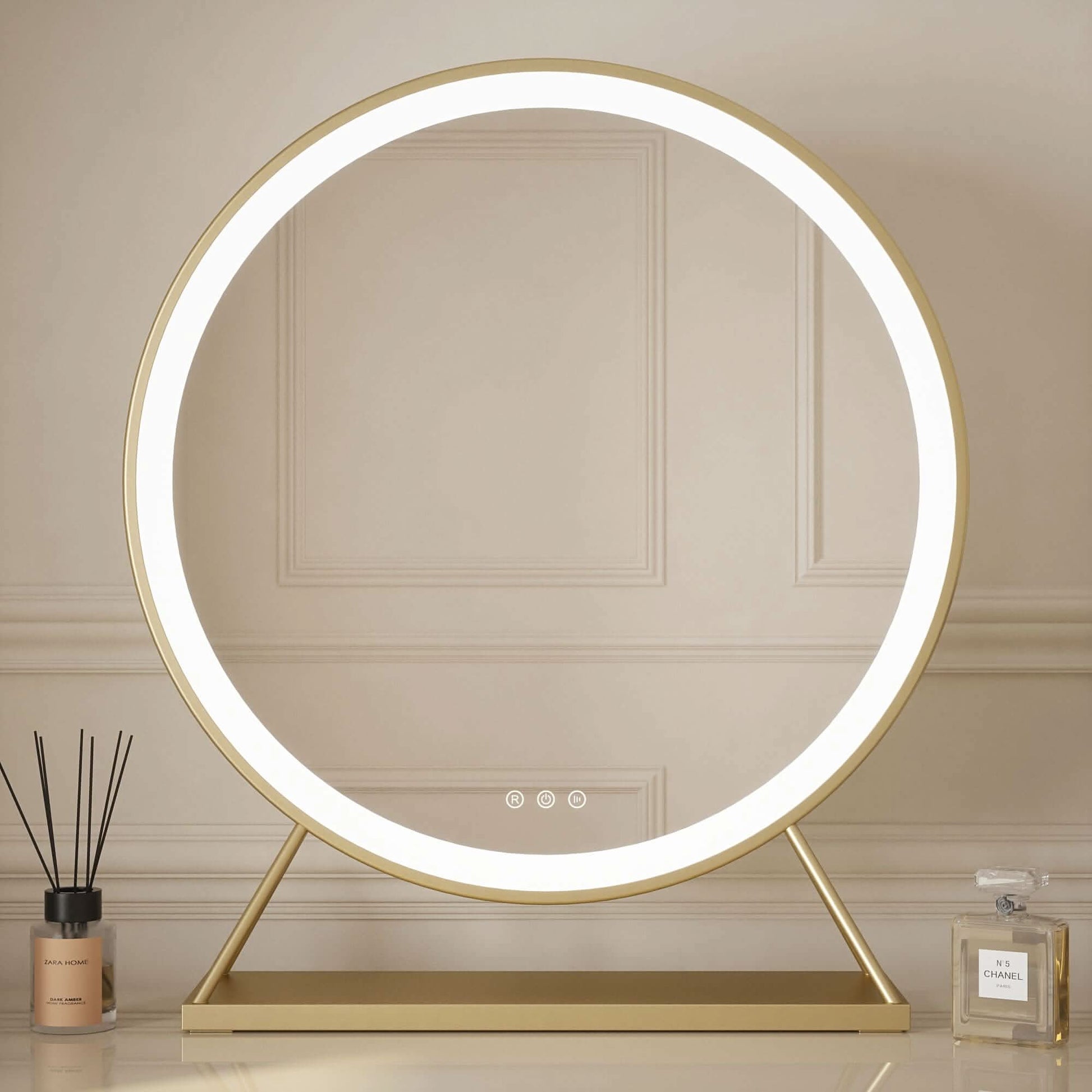 Anne Round Hollywood Mirror Gold 60x67CM | Luxury Home Accessories | Heulog Glow