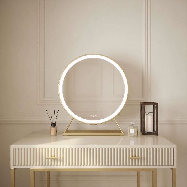 Anne Round Hollywood Mirror Gold 60x67CM | Luxury Home Accessories | Heulog Glow
