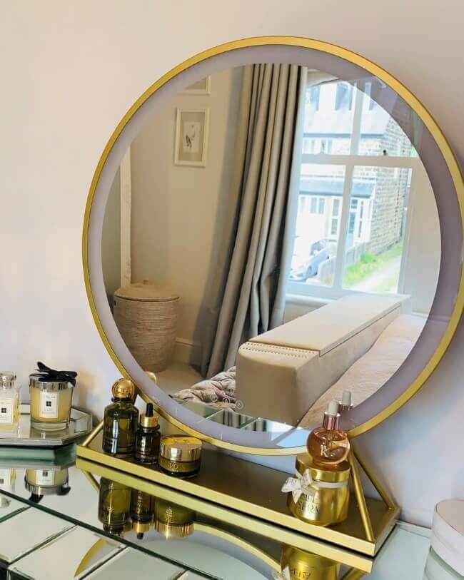 Anne Round Hollywood Mirror Gold 60x67CM | Luxury Home Accessories | Heulog Glow