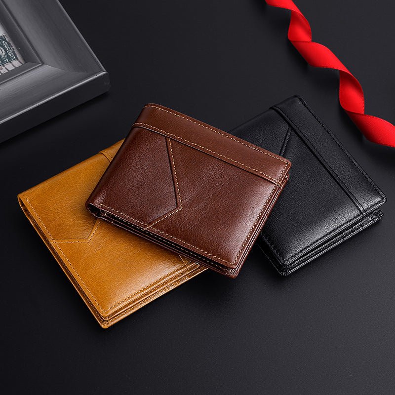 Anti-magnetic Theft Brush Retro Oil Leather Wallet Smooth Touch RFID Business Men Standard Wallet With Photo Window | Luxury Home Accessories | Heulog Glow