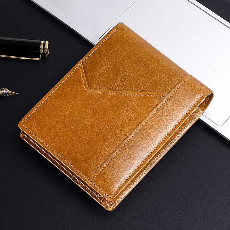 Anti-magnetic Theft Brush Retro Oil Leather Wallet Smooth Touch RFID Business Men Standard Wallet With Photo Window | Luxury Home Accessories | Heulog Glow