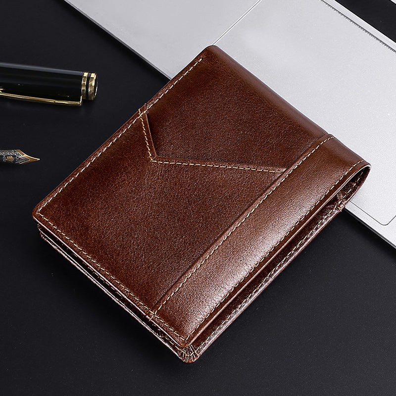 Anti-magnetic Theft Brush Retro Oil Leather Wallet Smooth Touch RFID Business Men Standard Wallet With Photo Window | Luxury Home Accessories | Heulog Glow