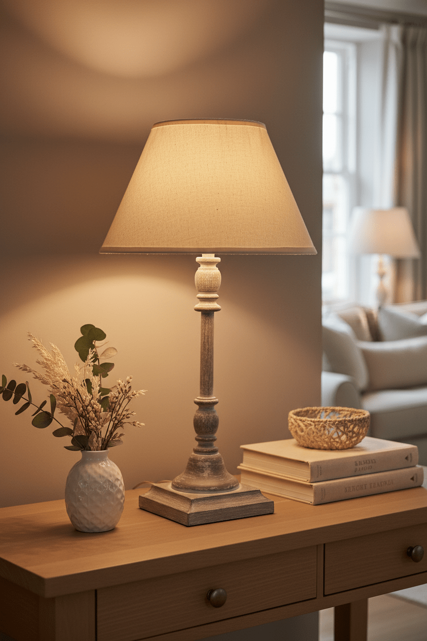 Antia Stem Table Lamp With Linen Shade | Luxury Home Accessories | Heulog Glow